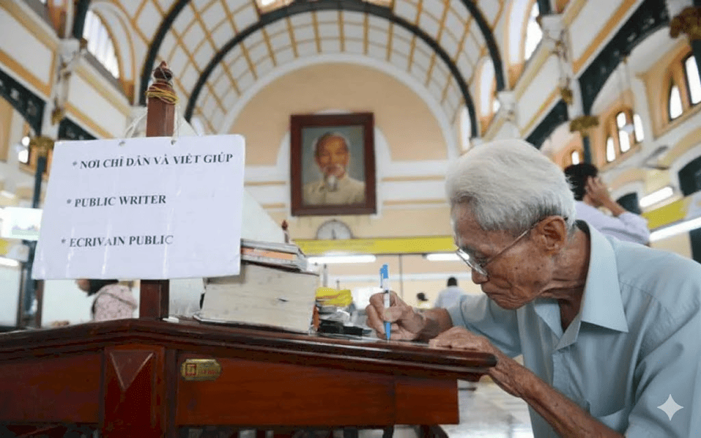 Mr. Ngo &ndash; the city's last professional public scribe, offering letter-writing services to tourists